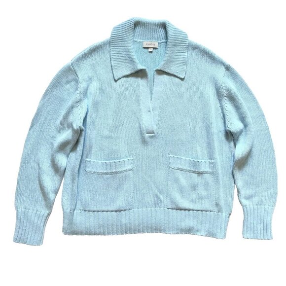 Kinross Split Neck Polo Pullover Sweater Womens Large Blue Cotton Long Sleeve - Picture 10 of 10